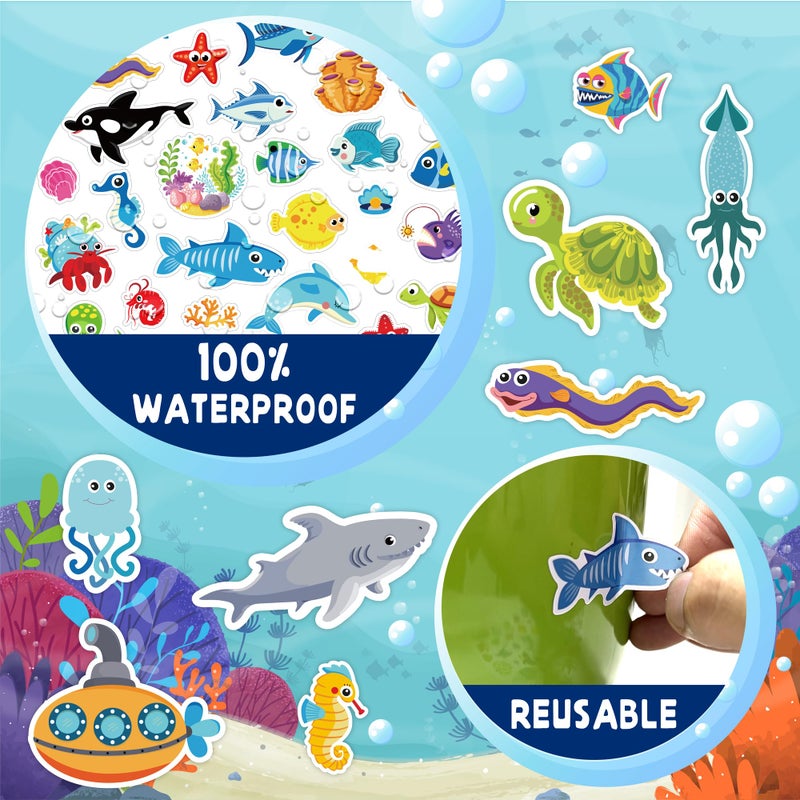 LINAYE 24 Sheets Ocean Stickers for Kids  1480PCS Waterproof Adhesive Fish Stickers  Under The Sea Animal Beach Stickers for Kids Small for Ocean Sea Party Favors  Scrapbooking  Water Bottles - Image 4